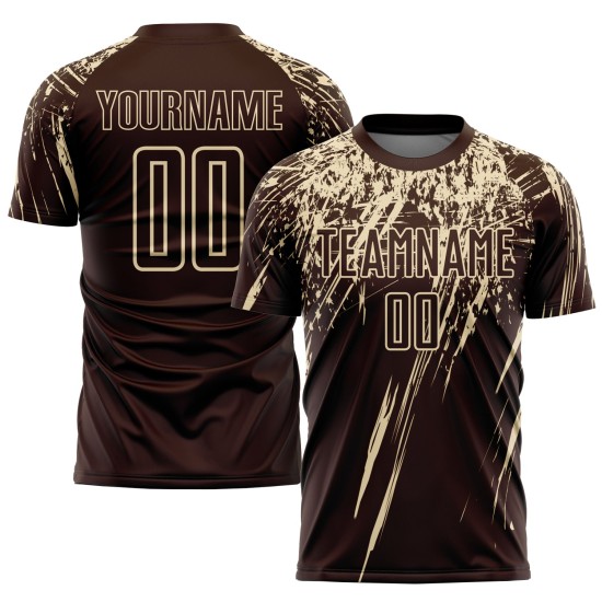 Maglia da calcio personalizzata con stampa a sublimazione marrone crema