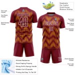 Maglia da calcio personalizzata con stampa a sublimazione Crimson Gold-White Line