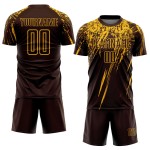 Maglia da calcio personalizzata con stampa a sublimazione marrone-oro