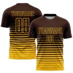 Maglia da calcio personalizzata con stampa sublimatica a righe gialle e marroni
