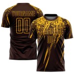 Maglia da calcio personalizzata con stampa a sublimazione marrone-oro