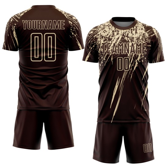 Maglia da calcio personalizzata con stampa a sublimazione marrone crema